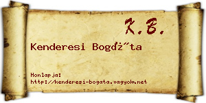 Kenderesi Bogáta névjegykártya